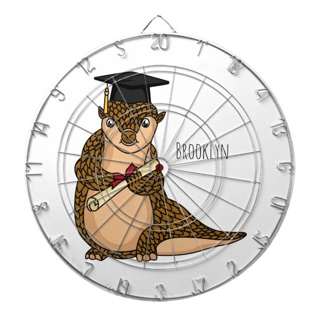 Cute pangolin graduating cartoon  dartboard (Front)