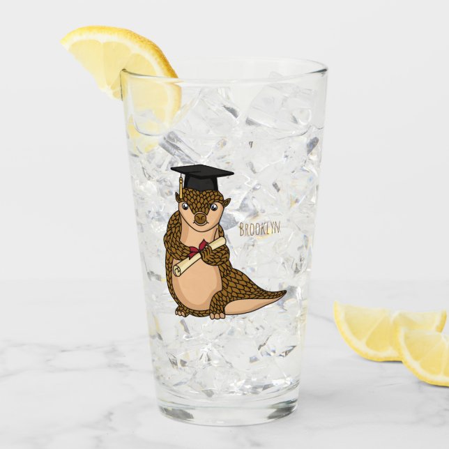 Cute pangolin graduating cartoon  glass (Front Ice)