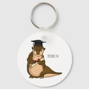 Cute pangolin graduating cartoon key ring