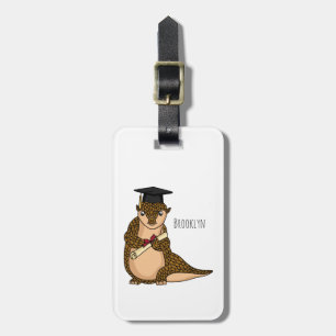 Cute pangolin graduating cartoon luggage tag