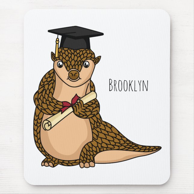 Cute pangolin graduating cartoon  mouse pad (Front)