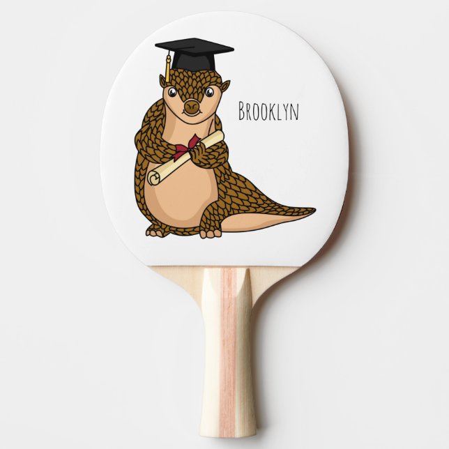 Cute pangolin graduating cartoon ping pong paddle (Front)