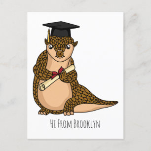 Cute pangolin graduating cartoon postcard