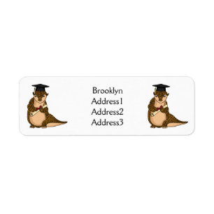 Cute pangolin graduating cartoon return address label