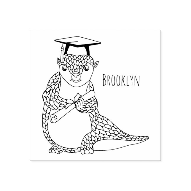 Cute pangolin graduating cartoon rubber stamp (Imprint)