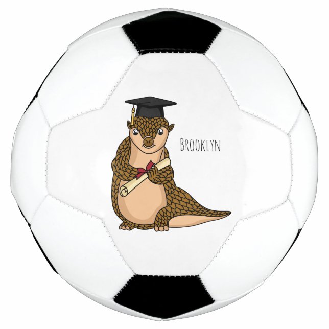 Cute pangolin graduating cartoon soccer ball (Front)