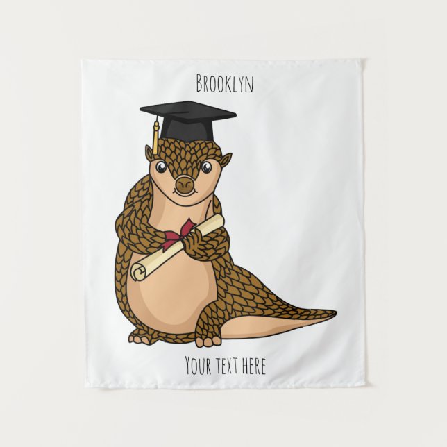 Cute pangolin graduating cartoon  tapestry (Front)