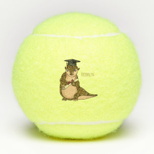 Cute pangolin graduating cartoon tennis balls