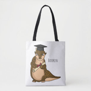 Cute pangolin graduating cartoon tote bag