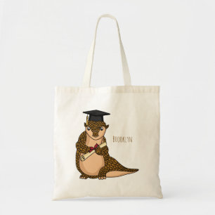 Cute pangolin graduating cartoon tote bag
