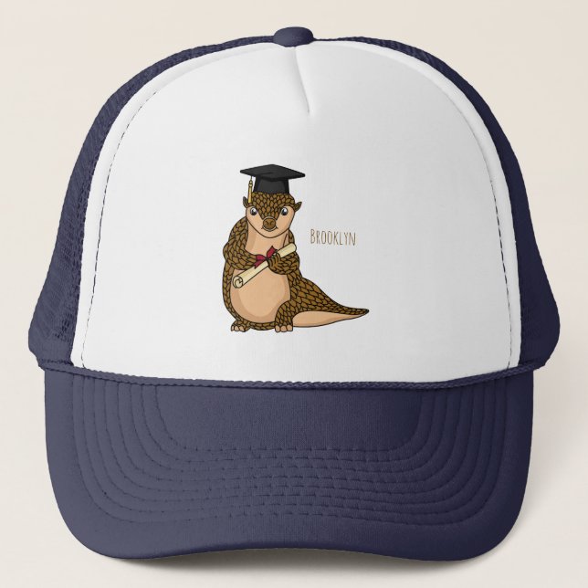 Cute pangolin graduating cartoon  trucker hat (Front)