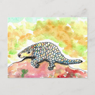 Cute Pangolin Painting Postcard