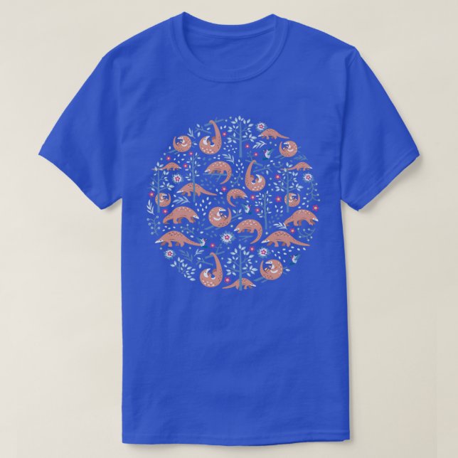 Cute Pangolin Pattern Forest Pattern T-Shirt (Design Front)