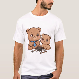Cute Papa Bear Cub Necktie Fathers Day T-Shirt
