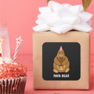 Cute Papa Bear Fathers Day Gift Speciality Mug Square Sticker