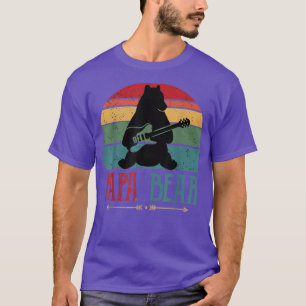 Cute Papa Bear Vintage Father's Day Retro Dad Guit T-Shirt