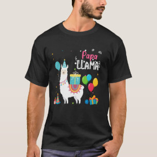 Cute Papa Llama Birthday Girl Family Matching T-Shirt
