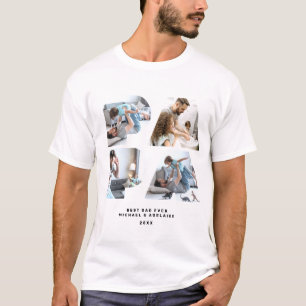Cute Papa Photo Collage Best Dad Ever Fathers Day  T-Shirt