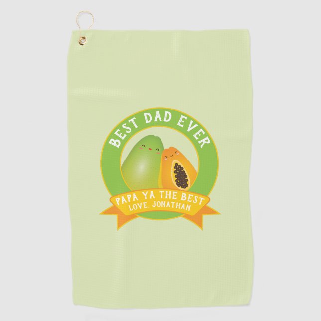 Cute Papa Ya The Best Funny Fruit Pun For Dad Golf Towel (Front)