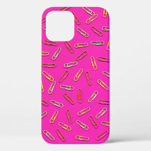 CUTE Paper Clip Pattern on Pink iPhone 12 Case