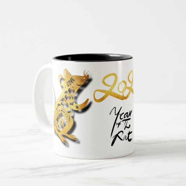 Cute Paper-cut Chinese New Year Rat 2020 2TB Mug (Front Left)