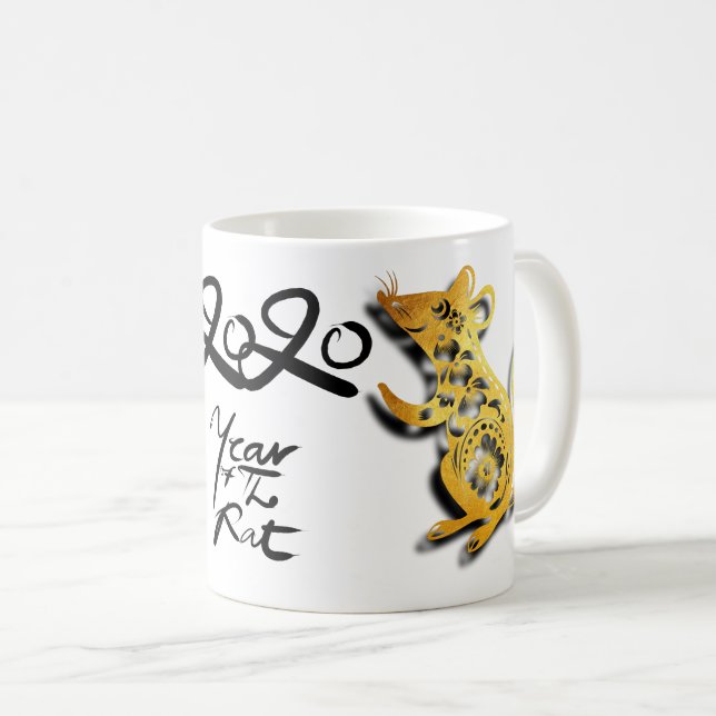Cute Paper-cut Chinese New Year Rat 2020 W Mug (Front Right)