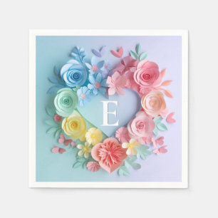 Cute Paper Hearts, Flowers, Butterflies Napkin