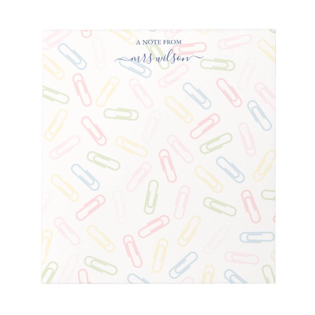 Cute Paperclip Pattern From Teacher Notepad (Front)