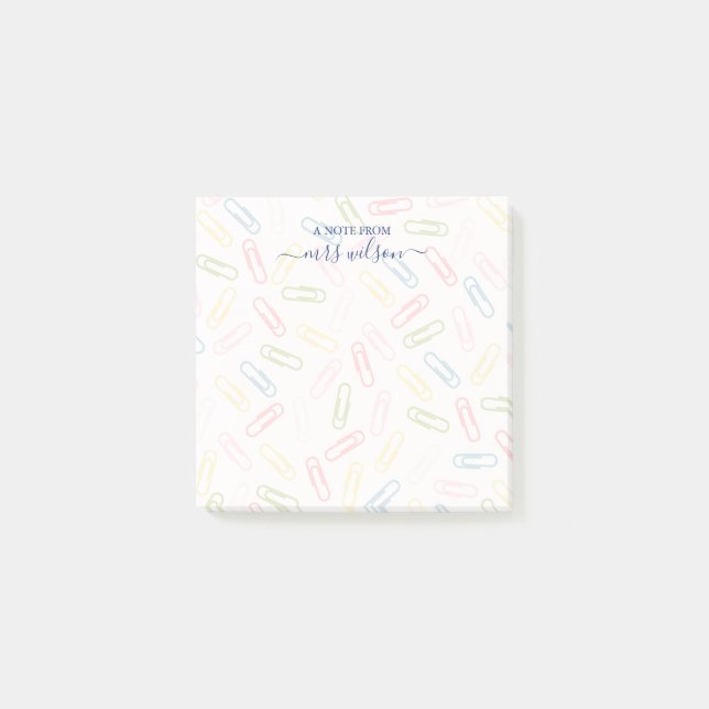 Cute Paperclip Pattern From Teacher Post-it Notes (Front)