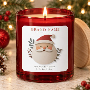 Cute Papercut Santa Claus Christmas Candle Label