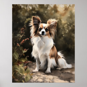 Cute Papillon Dog Art Print Poster