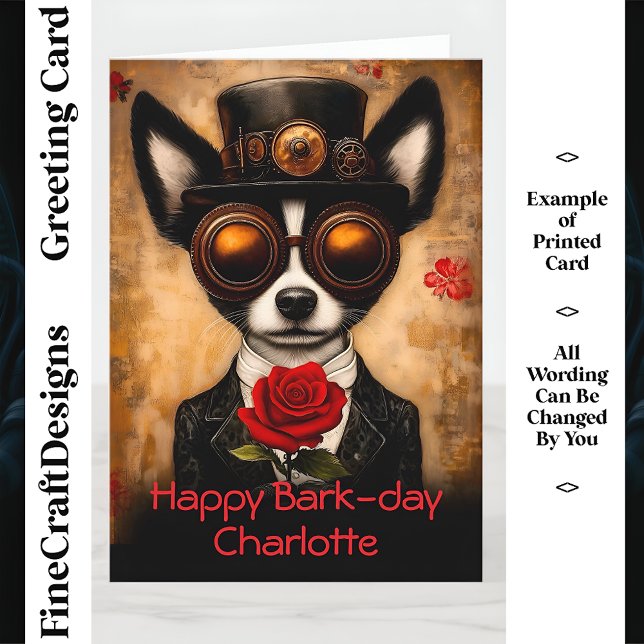 Cute Papillon Dog, Goggles, Red Rose CQ6 Birthday  Card (Creator Uploaded)