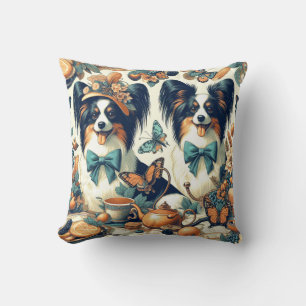 Cute Papillon Dog Illustration Cushion