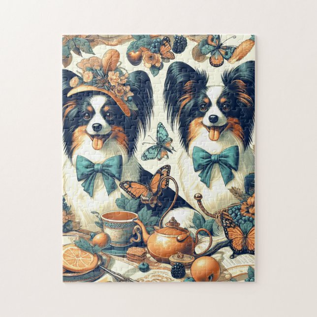 Cute Papillon Dog Illustration Jigsaw Puzzle (Vertical)