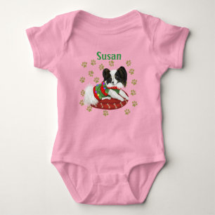 Cute Papillon Puppy Baby Bodysuit