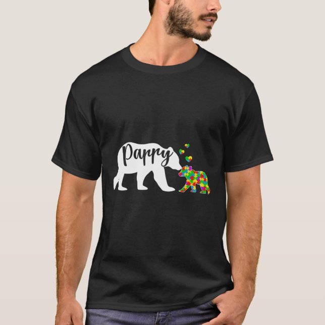 Cute Pappy Bear Autism Awareness Family Support Au T-Shirt (Front)