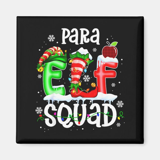 Cute Para Elf Squad Funny Christmas Elf Kids Teach Magnet (Front)
