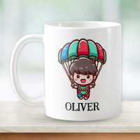 Cute Parachutist with Colourful Parachute
