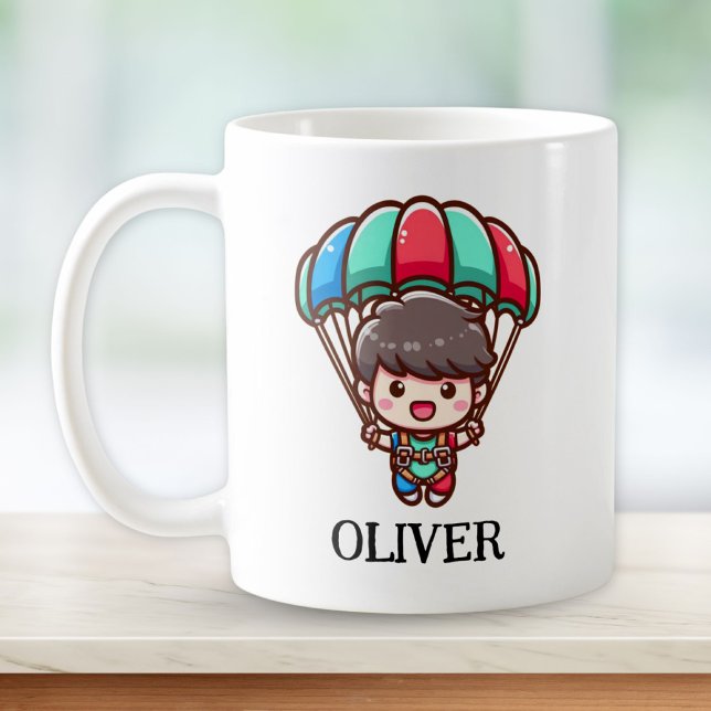 Cute Parachutist  with Colourful Parachute Coffee Mug (Creator Uploaded)