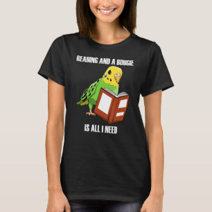 Cute Parakeet Budgie and Reading Books T-Shirt