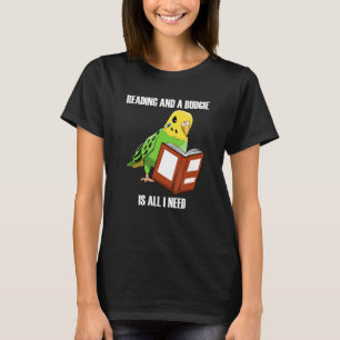 Cute Parakeet Budgie and Reading Books T-Shirt