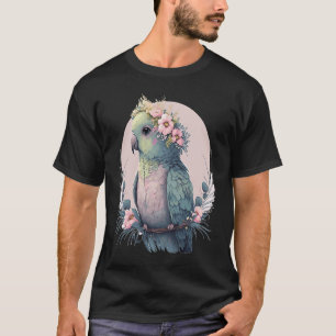 Cute Parakeet Budgie Bird Flower Crown Pet Birds T-Shirt