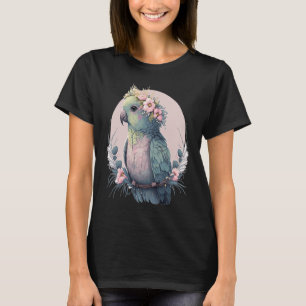 Cute Parakeet Budgie Bird Flower Crown Pet Birds T-Shirt