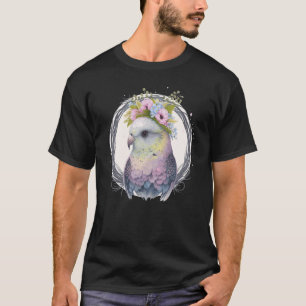 Cute Parakeet Budgie Bird Flower Crown Pet Birds T-Shirt