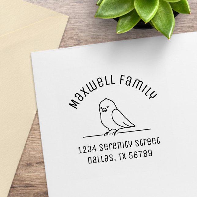 Cute Parakeet Parrot Bird Family Arch Address Rubber Stamp (Creator Uploaded)