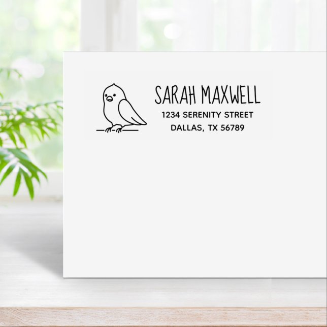 Cute Parakeet Parrot Bird Pet Address  Rubber Stamp (Creator Uploaded)
