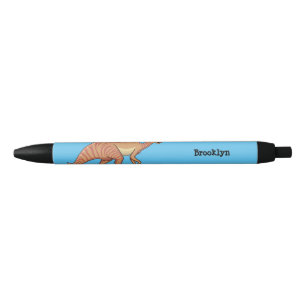 Cute parasaurolophus dinosaur cartoon illustration black ink pen