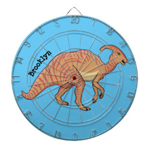 Cute parasaurolophus dinosaur cartoon illustration dartboard