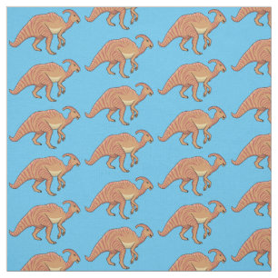 Cute parasaurolophus dinosaur cartoon illustration fabric