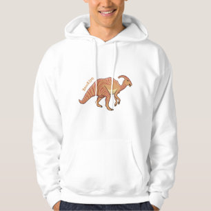 Cute parasaurolophus dinosaur cartoon illustration hoodie